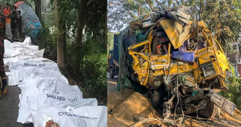 নাটোরে বাস-ট্রাকের সংঘর্ষ, নিহত ১৪
