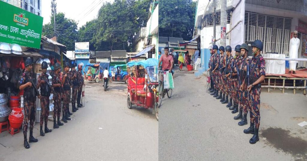 দিনাজপুর ৪২ বিজিবির কঠোর নিরাপত্তায় প্রতিমা বিসর্জন সম্পন্ন